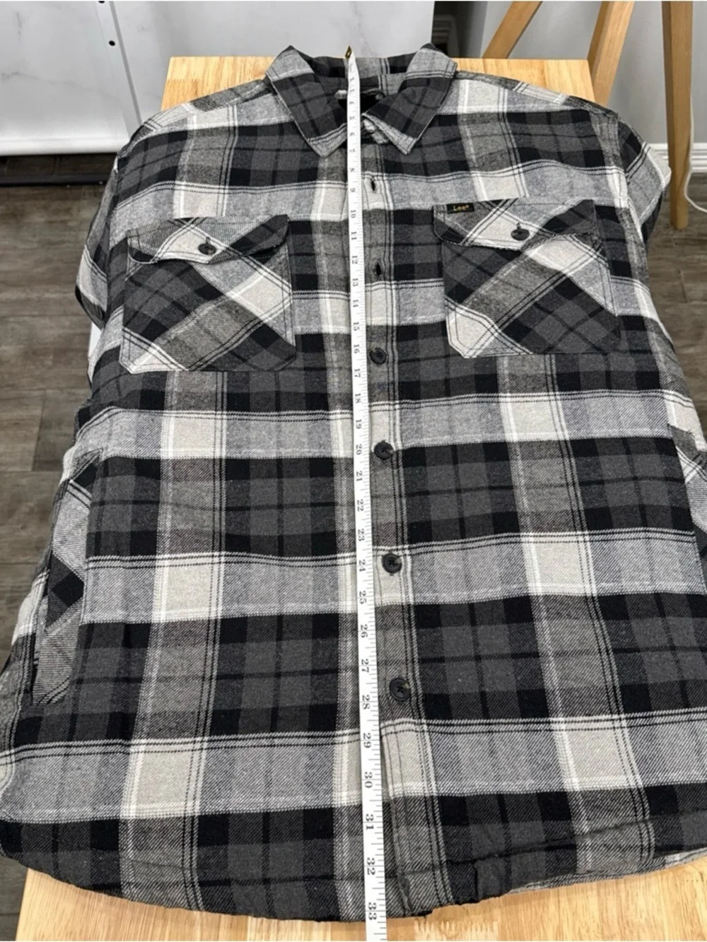 Lee Men’s Sherpa Lined Black/grey Plaid Button Up Shirt Jacket Size L NEW $70